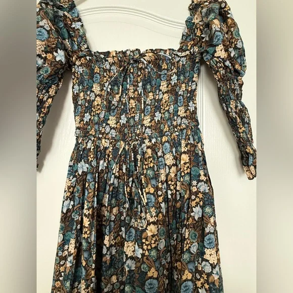 DÔEN
Bijou shirred floral-print organic cotton-voile midi dress - Picture 5 of 9